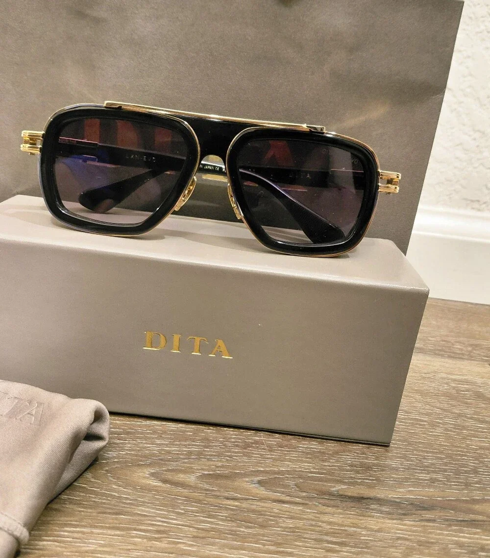 DITA LXN-EVO 25th Anniversary (DTS403-A) Black/Gold Framed Aviator Sunglasses
